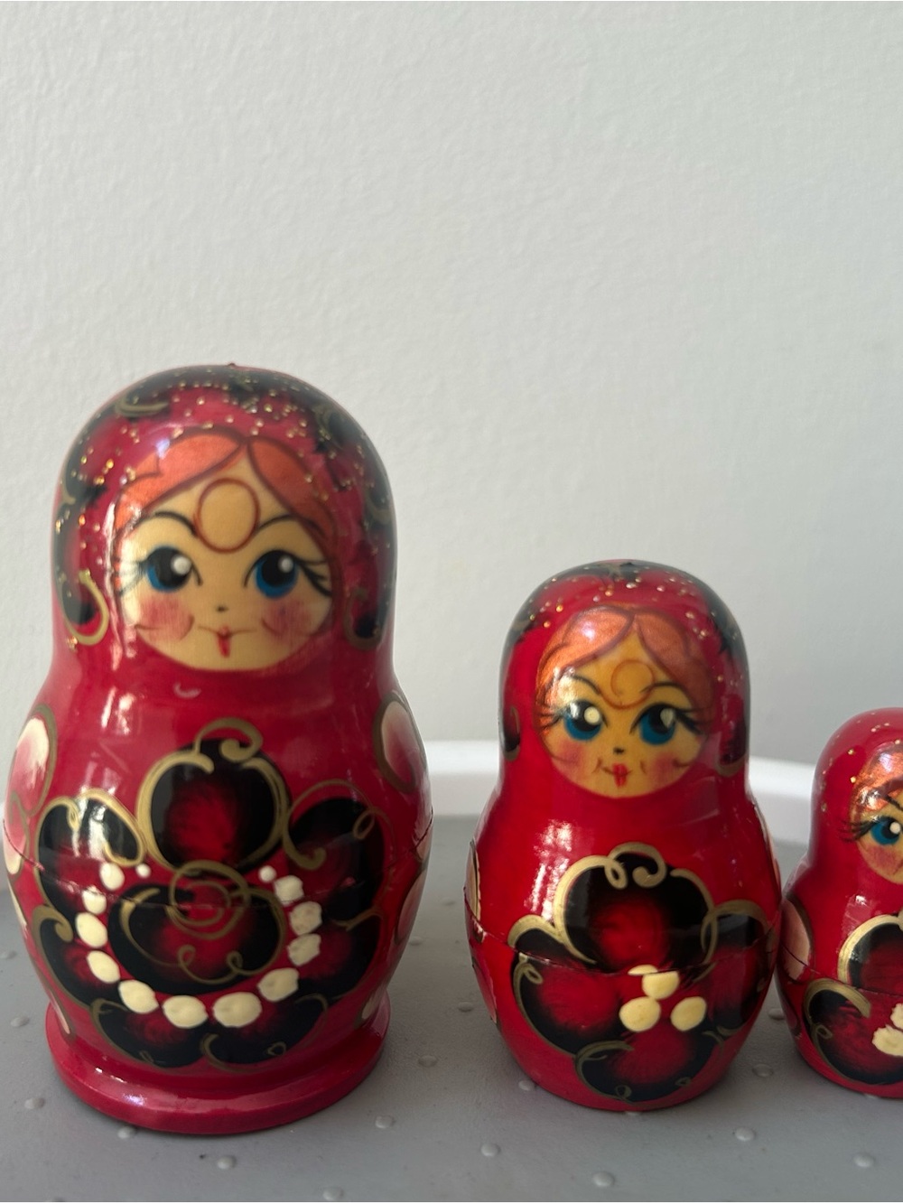 Doll Nesting Dolls Matryoshka Set Wood Wooden Decor Home Handpainted Red (3)